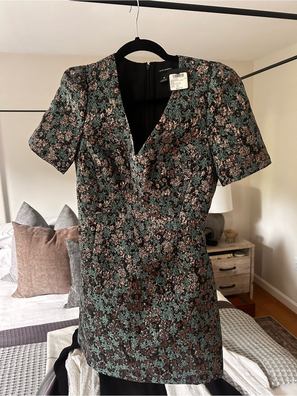 Club Monaco Green and Brown Floral Mini Dress